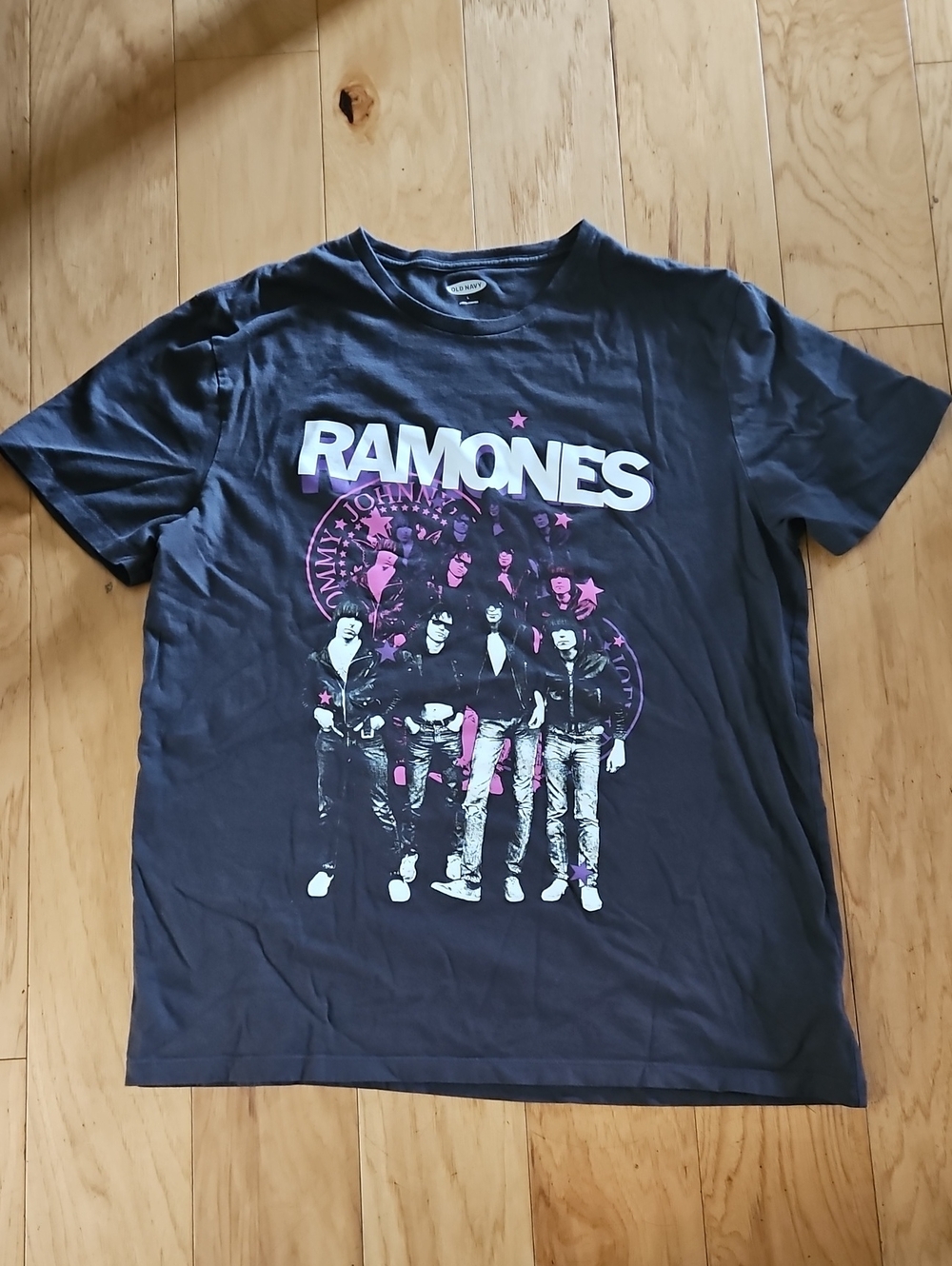 Old Navy Black Crew Neck Tee with White Logo Label